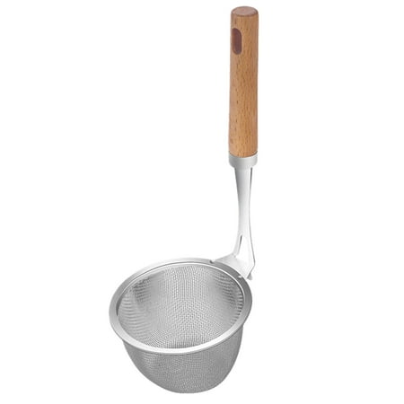 

HAFNFUE Wood Grain Handle Stainless Steel Net Leakage Hot Pot Fishing Spoon Strainer Dumplings Fishing Spoon Malatang Hook Fishing Spoon Food Cooker