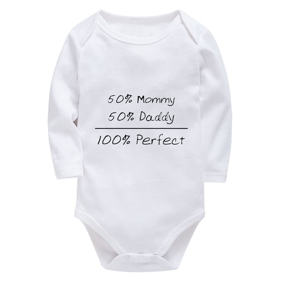 50% Mommy + 50% Daddy =100% Perfect Onesie Girl Long Sleeve Unisex Newborn Outfit White Baby Boy Outfits 0-3 Months Summer