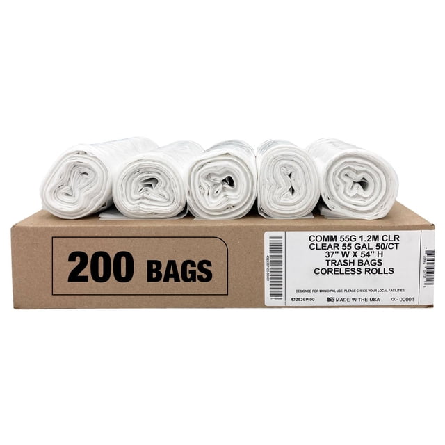 Bolsas de basura Ultrasac Heavy Duty, 55 galones, transparentes, paquete de 200