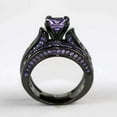 thumbnail image 3 of Matching Rings Couple Ring Black Gold Plated Princess cut 1CT CZ Women Wedding Ring Sets, 3 of 6