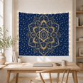 thumbnail image 5 of Golden Mandala on Deep Navy with Floral Patterns, Mystical Boho for Meditation Enthusiasts, Serene Wall Decor Housewarming Gift, Tapestry Wall Hanging for Bedroom and Yoga Room, 5 of 7