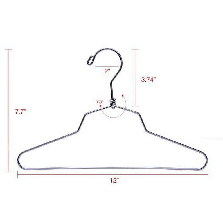 10 Quality Metal Children Hangers, Swivel Hook, Stainless Steel Heavy Duty  Wire Clothes Hangers (10, Kids - 12 inch)