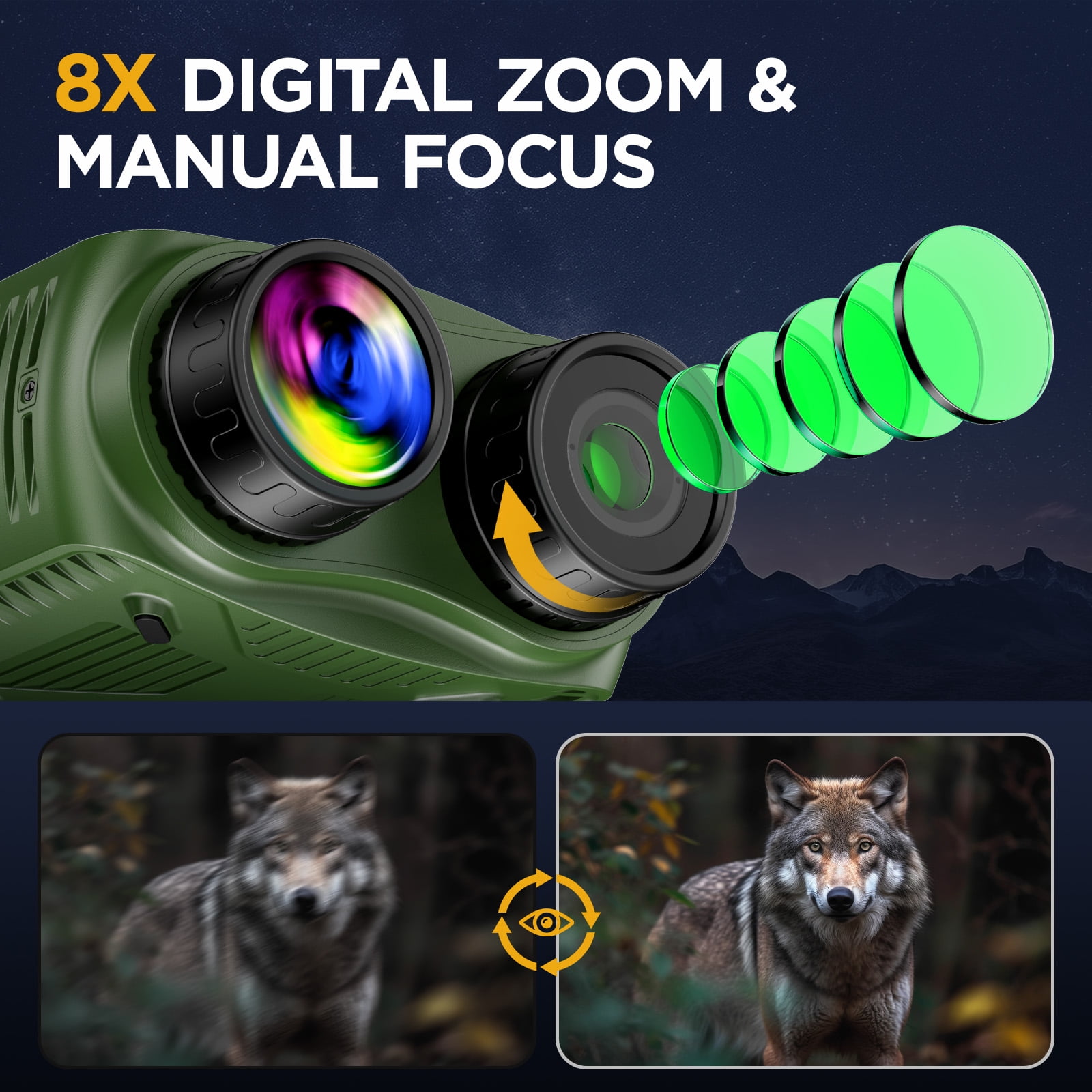 LAKWAR 8X Night Vision Binoculars for Total Darkness with 32G TF Card Infrared Digital Night Vision Binocular with Large Viewing Screen Hunting Binoculars for Day and Night