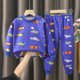 thumbnail image 1 of Conjuntos de blusas y camisas de cuello redondo y manga larga para niños con estampado forrado de vellón para mayor calidez Conjunto de ropa de dormir de manga larga con cuello redondo para el hogar d, 1 of 6