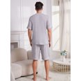 thumbnail image 4 of Vulcanodon Mens Short Pajama Set,Lightweight Sleepwear Soft Nightwear Short Sleeve Set With Pocket,(Light Grey Mel.XL), 4 of 5