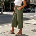 thumbnail image 6 of Horkkom Capri Pants for Women Cotton Elastic Waist Drawstring Pants Summer Casual Loose Pants with Pockets L, 6 of 8