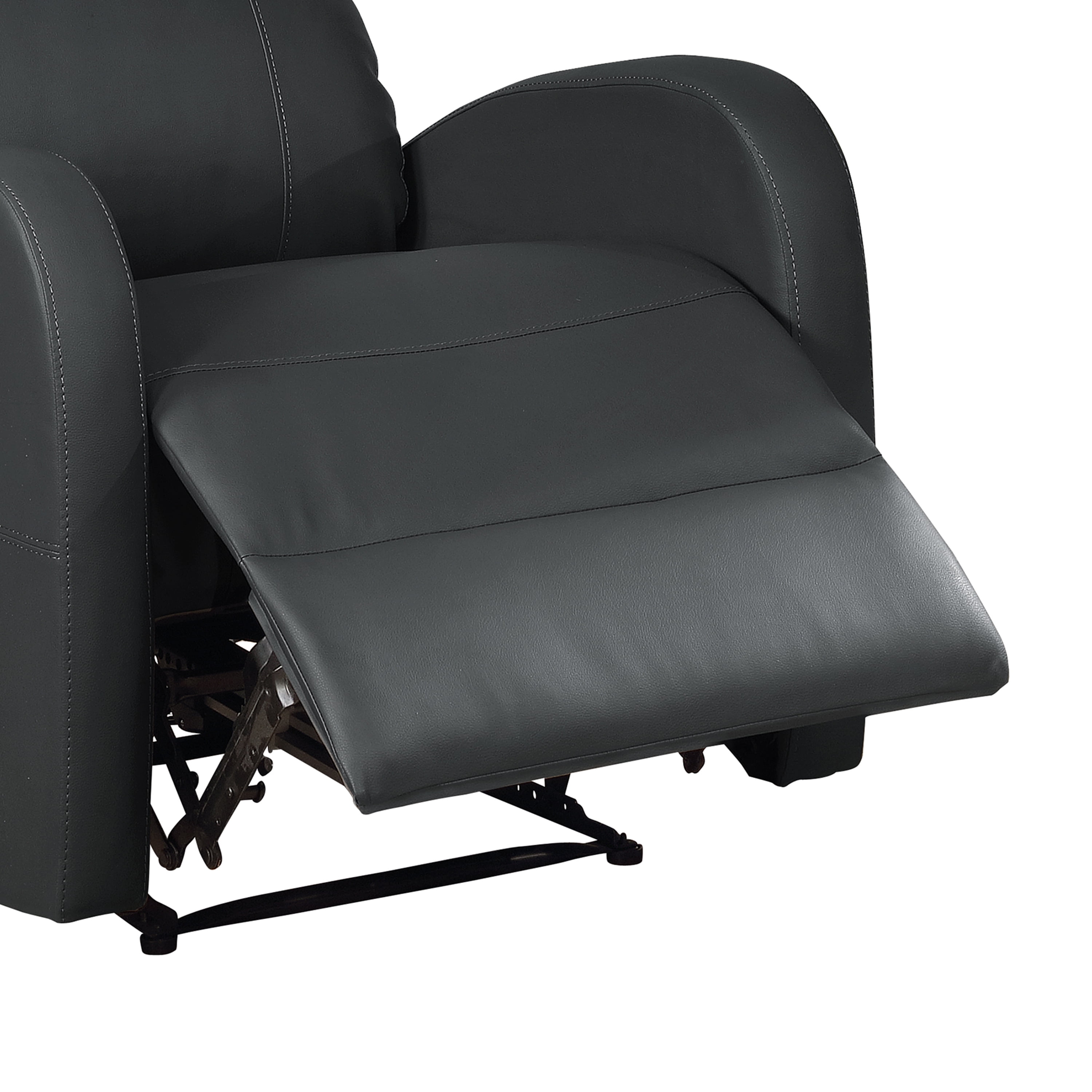 Leather Infused Upholstered Power Reclining Chair with Gentle Lumbar Massage, Black