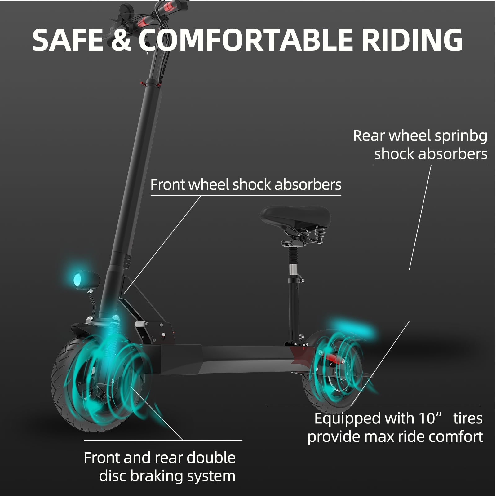 Mebike M8 Electric Scooter, 1200W Motor, 35 MPH, 10-Inch Tires