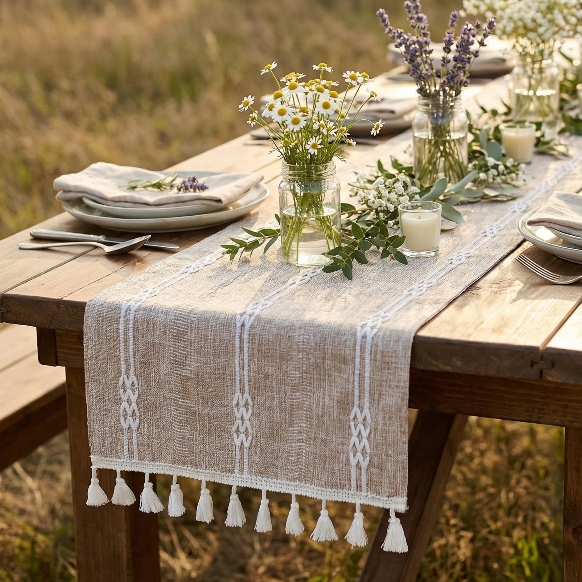 Unique Bargains Openwork Polyester Runner Table Runner for Kitchen Decor Coffee 13"x70.9"