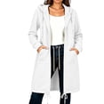 thumbnail image 2 of Women's Loose Fit Fleece Lined Winter Hooded Full Zip Long Sleeve Jacket Coat Casual Warm Outwear | CSEONE,White S, 2 of 8