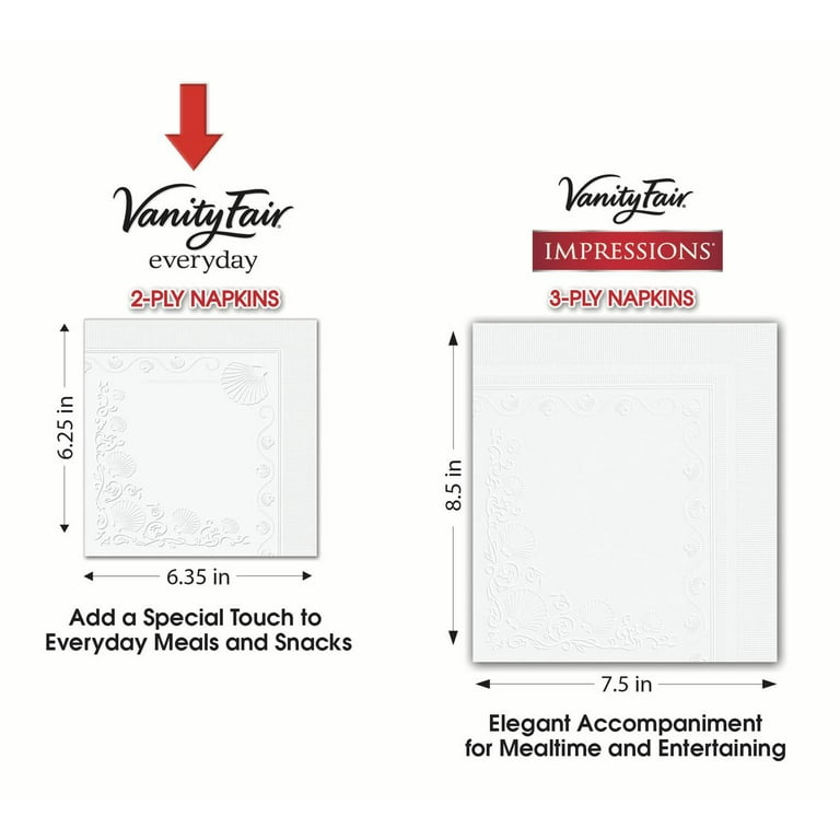 Vanity Fair Everyday Dinner Napkins, 2-Ply, White, 300/Pack Vanity Fair Everyday Dinner Napkins, 2-Ply, White, 300/Pack