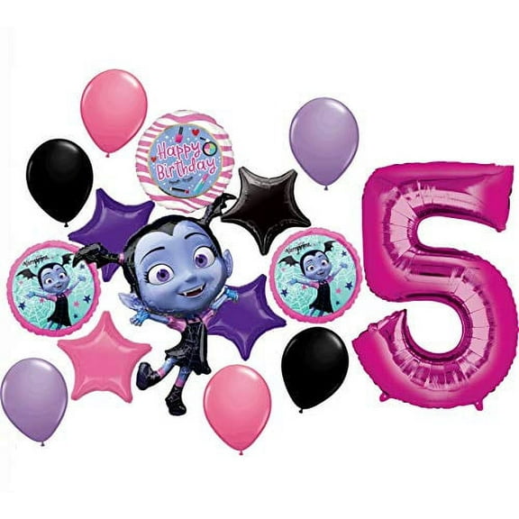 Vampirina Party Supplies 5th Birthday Balloon Bouquet Decorations 15 piece kit