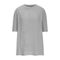 thumbnail image 4 of Women's Fashion Tshirts Summer Tops Dressy Casual Half Sleeve Rib Knit Shirts Trendy Crewneck Tunic, 4 of 6