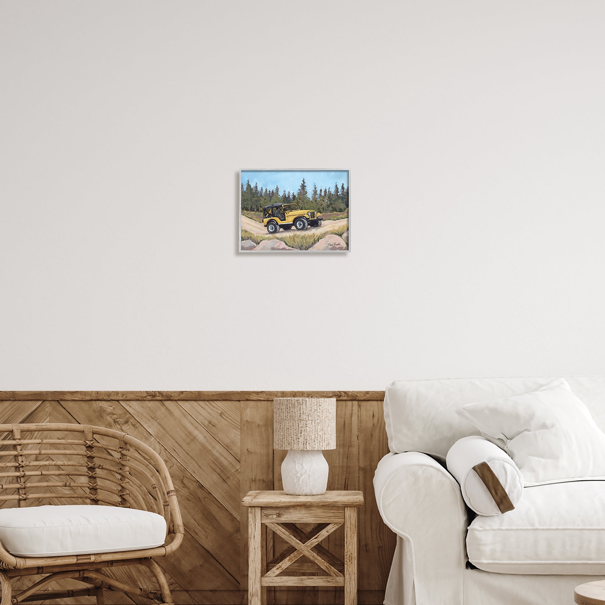 Stupell Off Road Adventure Yellow Truck Transportation Painting Gray Framed Art Print Wall Art