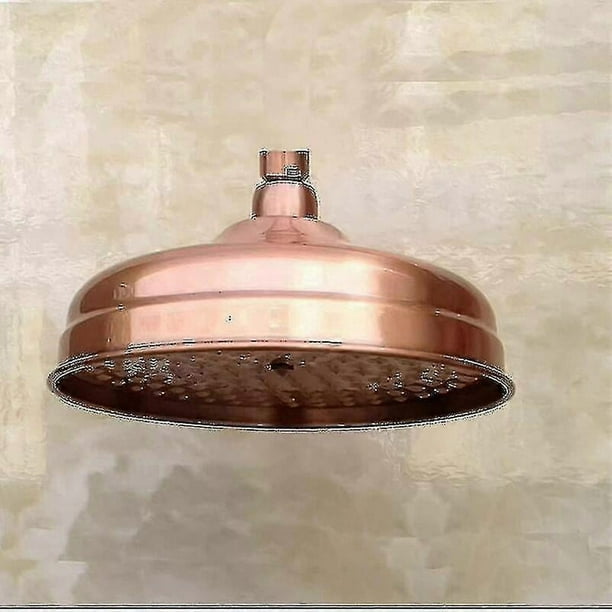 8 Inch Copper Shower Head 20cm Diameter, High Pressure Fixed Shower Head With Adjustable Angle Shower Head Rain Shower Head - Gold