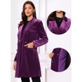 thumbnail image 2 of DARING DIVA Women's Velvet Lapel Double-Breasted Long Outerwear Winter Coats XS Purple, 2 of 7