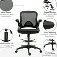 thumbnail image 4 of Office Chair With Lumbar Care, Flip-up , Adjustable Seat Height, Black Hue Mesh Drafting Seat, Comfortable, & Footrest, 4 of 5