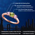 thumbnail image 2 of Gem Stone King 18K Rose Gold Plated Silver Green Peridot and Pink Lab Grown Diamond Engagement Ring for Women | 1.05 Cttw | Round 5MM | Gemstone August Birthstone | Size 8, 2 of 6