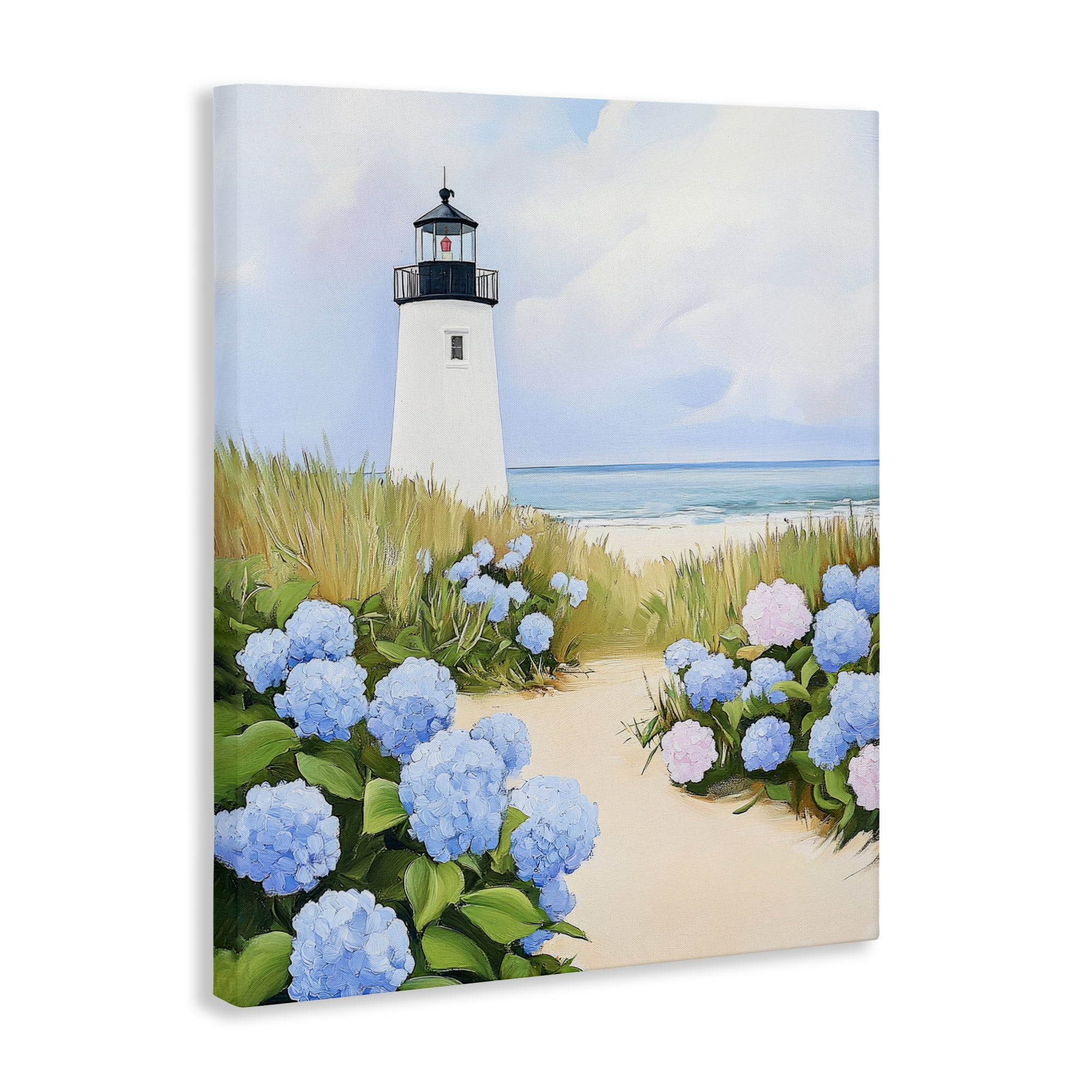 Stupell Industries Hydrangea Path Leading to Lighthouse Canvas Wall Art, design by Sisi and Seb