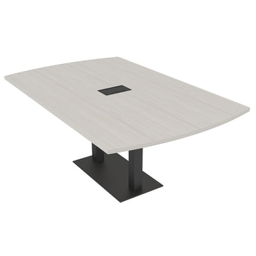 6 Person Arc Rectangle Meeting Room Table Square Metal Base w/Electric