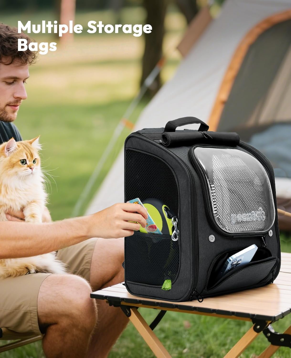 Cat Backpack Carrier, Large Space Cat Bubble Backpack, Breathable Cat Carrier, Shaded Dog Backpack Carrier, Ergonomic 3D Design for Travel, Hiking, Walk, Suitable for Shopping, Car, Vet, Gray