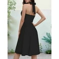 thumbnail image 4 of Robe d'Été Sans Manches Portefeuille à Col en V à Fleurs pour Femme, Mini, Noire, G, 4 of 5