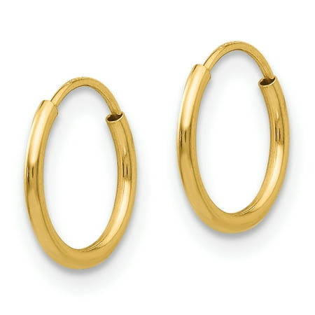 14k Yellow Gold Endless Hoop Earrings Ear Hoops Set Round ...