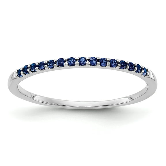 14K White Gold Blue Sapphire Ring Size 6.75