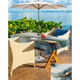 thumbnail image 5 of Fsddascl Teal Golden Marble Outdoor Tablecloth - 60x84 Inch Rectangle Dining Table Cover, Modern Abstract Art Ink Painted Waterproof Outdoor Table Cloth with Umbrella Hole & Zipper for Picnic/Patio, 5 of 7