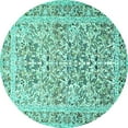 thumbnail image 1 of Ahgly Company Machine Washable Indoor Round Persian Turquoise Blue Traditional Area Rugs, 8' Round, 1 of 4