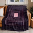 thumbnail image 2 of Modernism Flannel Blanket for Bed,Travel and Camping, Black Purple Angular Minimalist Line Super Soft Cozy Blanket for All Seasons 32"x48", 2 of 7