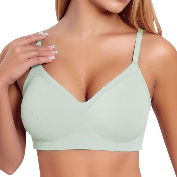 Brasier Tela de Mantequilla Sujetador Cómodo y de Apoyo para Mujer, para Uso Diario, En Casa y En El Tiempo Libre, con Diseño de 4 y 3 Ganchos, Color Puro, sin Costuras. Grande
