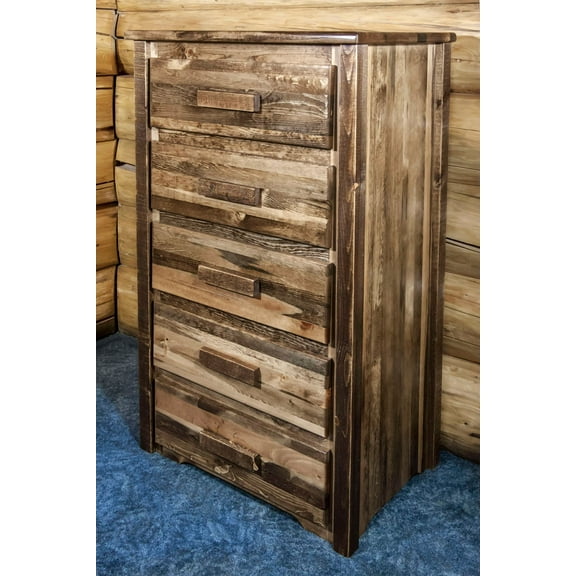 Homestead Collection 5 Drawer Chest of Drawers, Stain & Clear Lacquer Finish