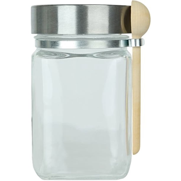 8 oz. Glass Jar with Spoon (Chrome Finish ScrewTop Lid)