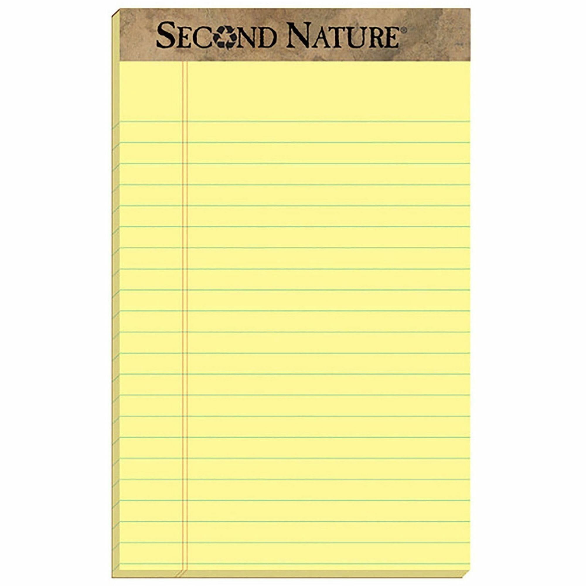 TOPS 74840 50 Sheet Second Nature 5 in. x 8 in. Narrow Rule Recycled Ruled Pads - Canary (1 Dozen)