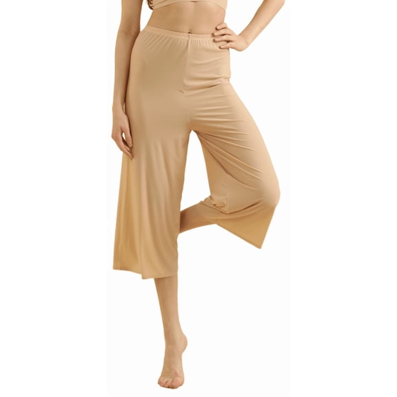 2 Pcs Women Seamless Culotte Half Slips Bloomer Pettipants Wide Leg Pants Liner Slip Shorts