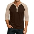thumbnail image 2 of Resicozy 2025 Henley Shirts for Men Raglan 3/4 Sleeve Vintage Baseball T-Shirts Fall Casual Loose Fit Sport Athletic Tee Tops Light Brown L, 2 of 9