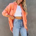 thumbnail image 3 of SWSMCLT Women's Button Down Shirt Denim Shacket Long Sleeve Button Raw Hem Winter Outerwear Top Fall Spring Casual Orange X-Large, 3 of 4