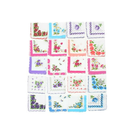 40Pcs Floral Flowers Handkerchief Cotton Quadrate Pocket Square Hanky Best Gift Female Ladies
