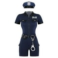 Jowowha Women's Police Officer Uniform Costume Bodycon Jumpsuit Shorts