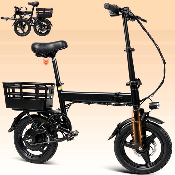OwnGold Folding Electric Bicycle for Adults,500W Peak Motor,12Ah Battery 35 Miles,20 MPH,14" Wheels,with Basket,UL2849