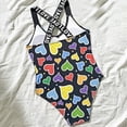 thumbnail image 4 of HCNTES Toddler Swimsuit Girl Color Block Stripe One-Piece Swimwear Toddler Girl Bathing Suits(Black,10-11 Years), 4 of 7