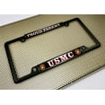 thumbnail image 5 of [Officially Licensed US Marine Corps Product] - USMC Proud Parent - Domed Custom-Made Personalized Narrow (Thin) Top 4 Hole Metal Car License Plate Frame with Free caps - Black Frame (Qty: 1), 5 of 8