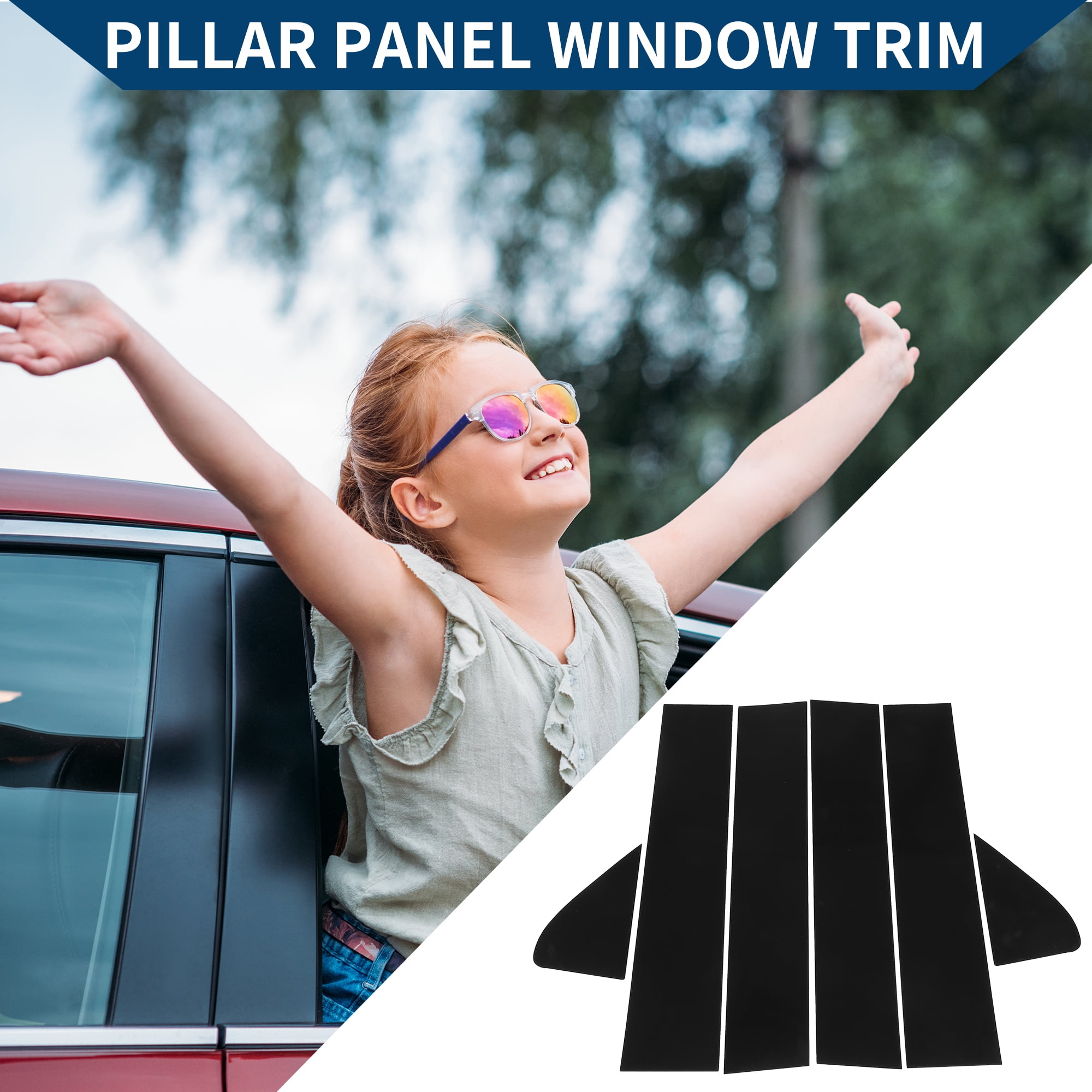 Unique Bargains 6Pcs Anti Scratch Sticker Door Pillar Window Trim Black
