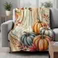 thumbnail image 2 of Pumpkins Abstract Blanket Soft Cozy Warm Throw Blanket for Couch, Plush Fuzzy Flannel Fleece Blankets for Sofa, Thanksgiving Maple Leaves Vintage Bed Blankets Lightweight Gifts for Women, 50"x80", 2 of 9