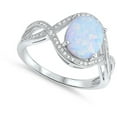 thumbnail image 4 of CHOOSE YOUR COLOR Oval White Simulated Opal Infinity Ring .925 Sterling Silver Knot Band CZ Female Size 9, 4 of 4