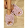 thumbnail image 4 of Women's Open Toe Slippers Fuzzy  House Slippers for Women Cozy Criss Cross Furry Slides Slippers, 4 of 8