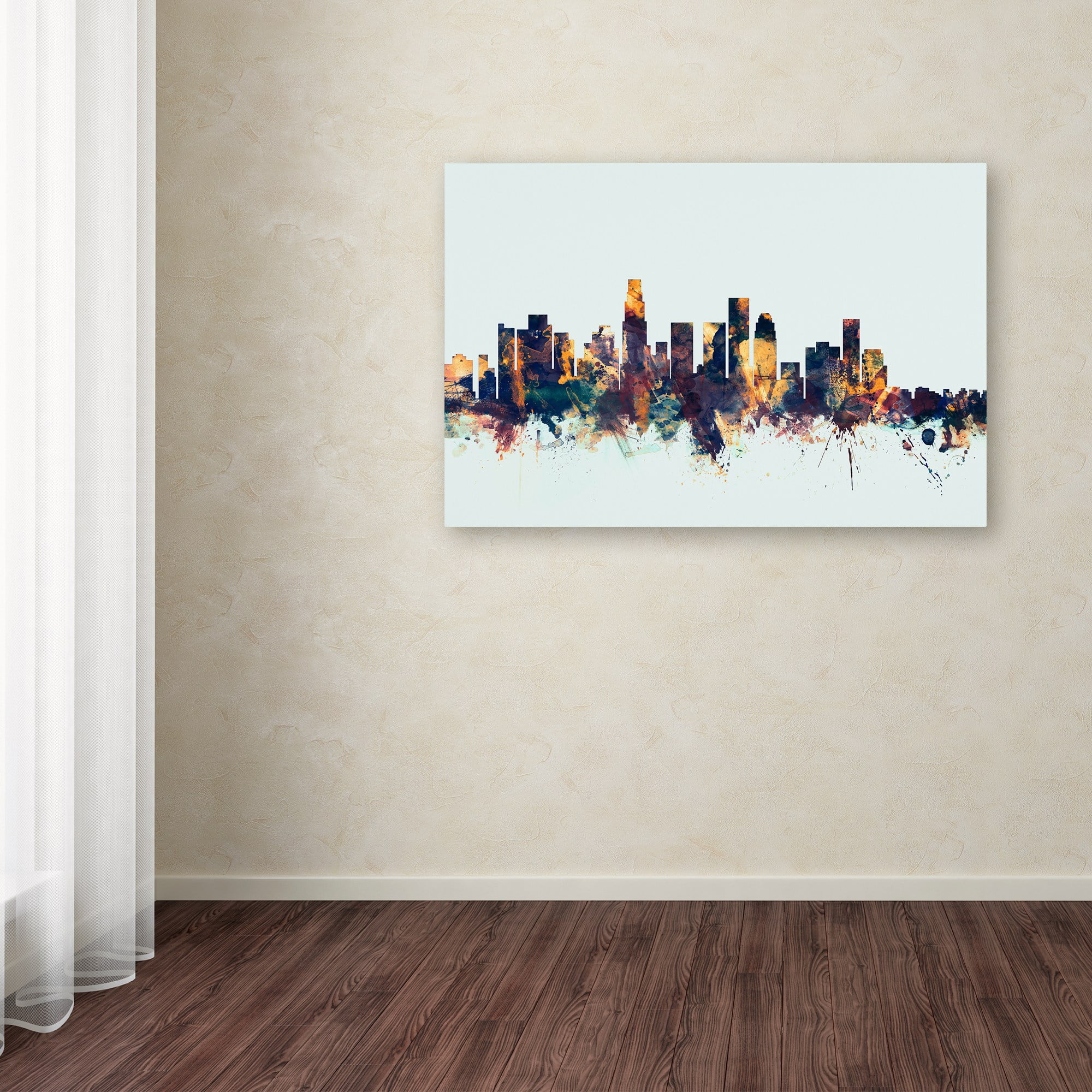 Trademark Fine Art "Los Angeles CA Skyline Blue" Canvas Art by Michael Tompsett