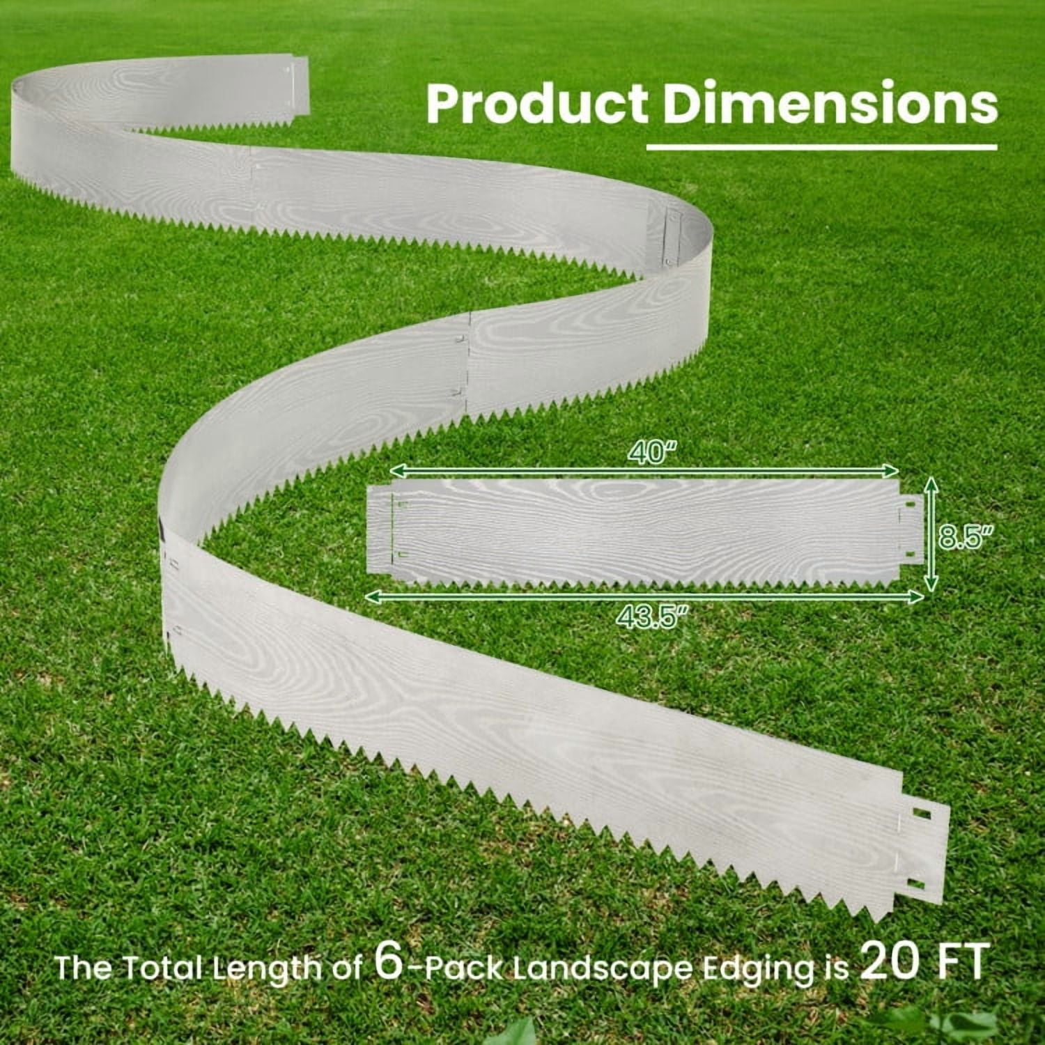YYAo Raised Garden Bed,Outdoor Planter Box,6-Pack 20 FT Galvanized Metal Landscape Edging for Lawn