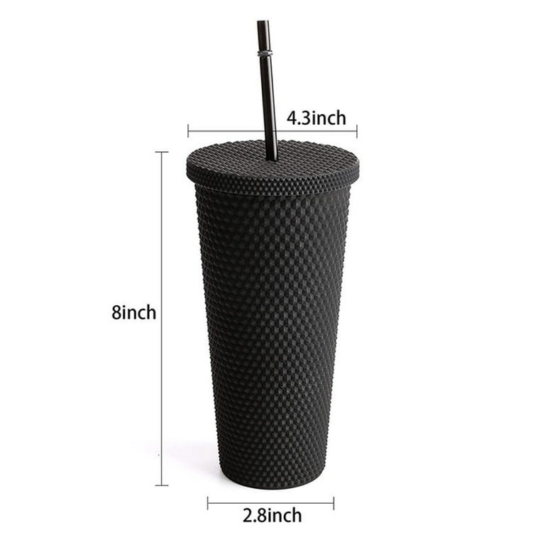 mininoo 24 oz Insulated Tumbler with Handle, Double Wall Vacuum Insulated  Coffee Cup with Lid and Straw, Leakproof (Purple)